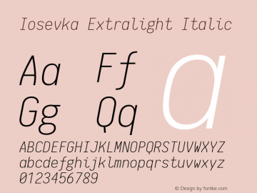Iosevka Extralight Italic 1.7.3; ttfautohint (v1.4.1)图片样张