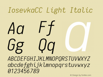 IosevkaCC Light Italic 1.7.3; ttfautohint (v1.4.1)图片样张