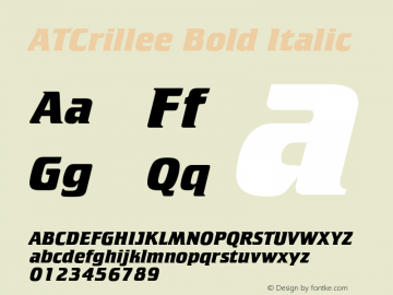 ATCrillee Bold Italic 001.000图片样张