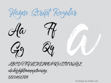 Hayne Script Regular Version 1.000 | Dexsar Harry Anugrah (Majestype) Font Sample