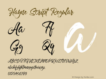 Hayne Script Regular Version 1.000 | Dexsar Harry Anugrah (Majestype) Font Sample