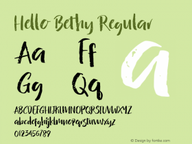 Hello Bethy Regular Version 1.006 Font Sample