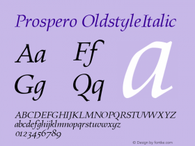 Prospero OldstyleItalic Altsys Fontographer 4.0.3 22.03.1995图片样张