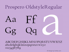 Prospero OldstyleRegular Altsys Fontographer 4.0.3 23.03.1995图片样张