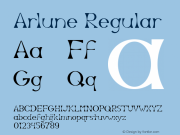 Arlune Regular Version 1.000 Font Sample