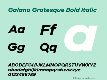 Galano Grotesque Bold Italic Version 1.000;PS 001.001;hotconv 1.0.56 Font Sample