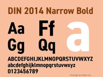 DIN 2014 Narrow Bold Version 1.000 Font Sample