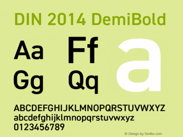 DIN 2014 DemiBold Version 1.000 Font Sample