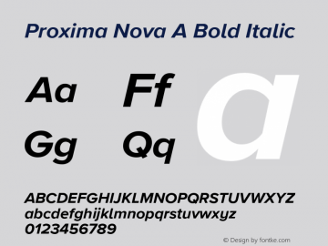 Proxima Nova A Bold Italic Version 3.000 Font Sample