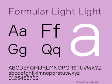 Formular Light Light Version 1.001 Font Sample