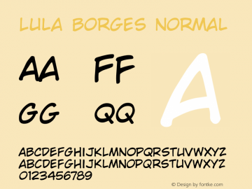 Lula Borges Normal Version Versa~o 2,5 - 29 de Font Sample
