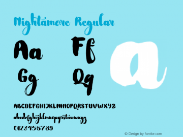 Nightamore Regular 1.000 Font Sample