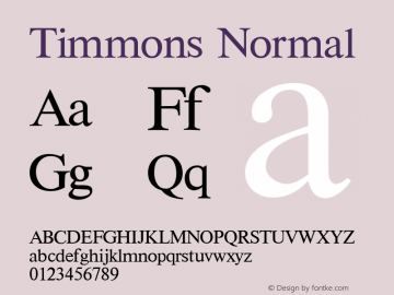 Timmons Normal Macromedia Fontographer 4.1 27.07.98 Font Sample