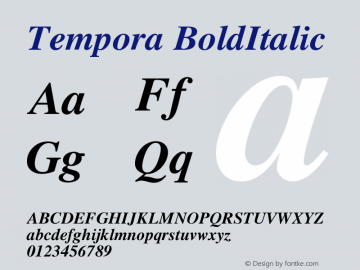 Tempora BoldItalic Version 1.0图片样张