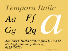 Tempora Italic Version 1.0 Font Sample