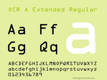 OCR A Extended Regular Version 1.80图片样张