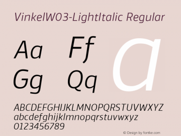 VinkelW03-LightItalic Regular Version 1.00图片样张