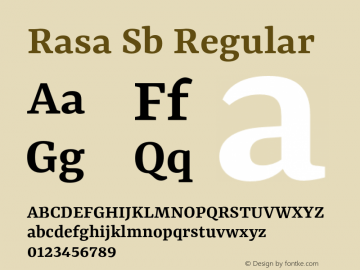 Rasa Sb Regular Version 1.000;PS 1.0;hotconv 1.0.88;makeotf.lib2.5.647800 Font Sample