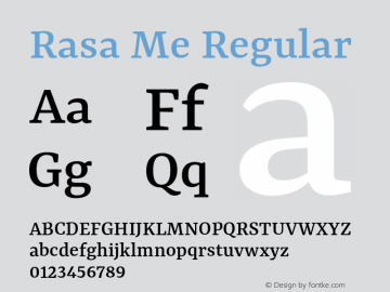 Rasa Me Regular Version 1.000;PS 1.0;hotconv 1.0.88;makeotf.lib2.5.647800图片样张