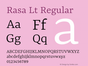 Rasa Lt Regular Version 1.000;PS 1.0;hotconv 1.0.88;makeotf.lib2.5.647800 Font Sample
