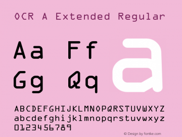 OCR A Extended Regular Version 1.00图片样张