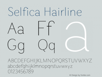 Selfica Hairline Version 1.000; initial release Font Sample