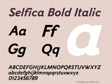 Selfica Bold Italic Version 1.000; initial release Font Sample