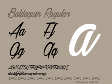 Baldaquin Regular Version 001.000 Font Sample