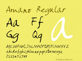 Amano Regular 2000; 1.0, initial release Font Sample