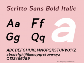 Scritto Sans Bold Italic Version 1.000 Font Sample