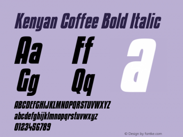 Kenyan Coffee Bold Italic Version 2.000 2004 Font Sample