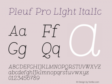 Pleuf Pro Light Italic Version 1.000;PS 002.000;hotconv 1.0.88;makeotf.lib2.5.64775图片样张