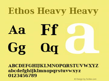Ethos Heavy Heavy Version 1.003 Font Sample