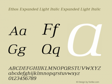 Ethos Expanded Light Italic Expanded Light Italic Version 1.003图片样张