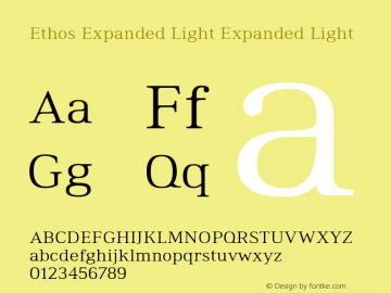 Ethos Expanded Light Expanded Light Version 1.003 Font Sample