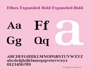 Ethos Expanded Bold Expanded Bold Version 1.003 Font Sample
