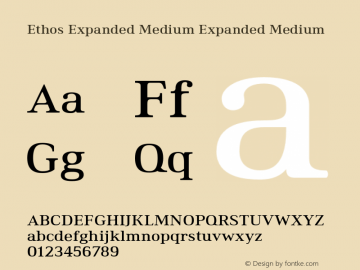 Ethos Expanded Medium Expanded Medium Version 1.003 Font Sample