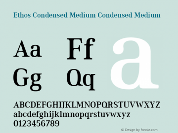 Ethos Condensed Medium Condensed Medium Version 1.003 Font Sample