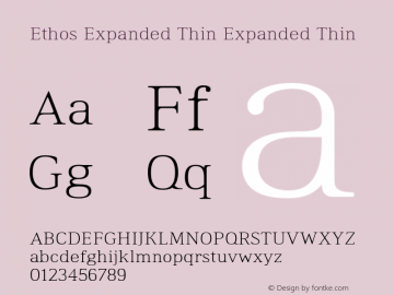 Ethos Expanded Thin Expanded Thin Version 1.003 Font Sample