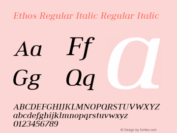 Ethos Regular Italic Regular Italic Version 1.003图片样张