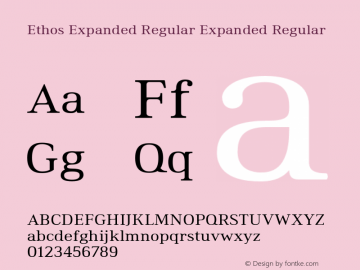 Ethos Expanded Regular Expanded Regular Version 1.003 Font Sample