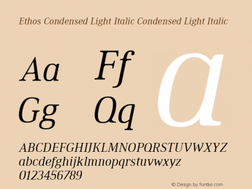 Ethos Condensed Light Italic Condensed Light Italic Version 1.003图片样张