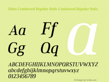 Ethos Condensed Regular Italic Condensed Regular Italic Version 1.003图片样张