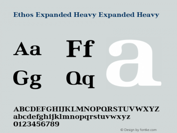 Ethos Expanded Heavy Expanded Heavy Version 1.003 Font Sample