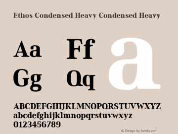 Ethos Condensed Heavy Condensed Heavy Version 1.003 Font Sample