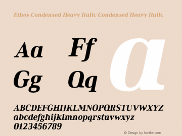 Ethos Condensed Heavy Italic Condensed Heavy Italic Version 1.003图片样张