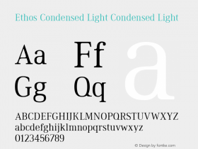 Ethos Condensed Light Condensed Light Version 1.003 Font Sample