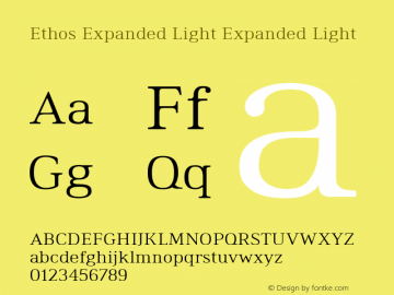 Ethos Expanded Light Expanded Light Version 1.003 Font Sample