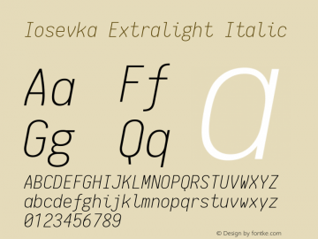 Iosevka Extralight Italic 1.7.4; ttfautohint (v1.5)图片样张