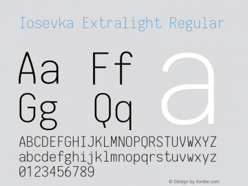 Iosevka Extralight Regular 1.7.4; ttfautohint (v1.5)图片样张